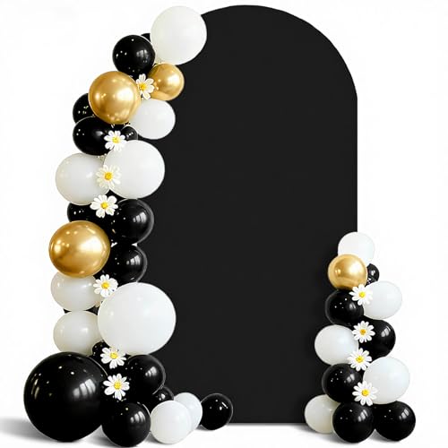 6 FT Arch Backdrop Cover, Spandex Wedding Black Arch Cover Stretchy Backdrop for Chiara Stand Baby Shower Birthday Balloon Decor 6FT Black - color: Black, size: 6FT