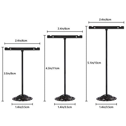Black Earring T Shape Stand Detachable Metal Earring Display Storage Rack for Photography Jewelry Props Show Closet Retail Store Display 3 Pcs, T Shape