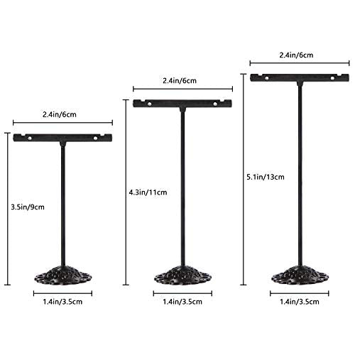 Black Earring T Shape Stand Detachable Metal Earring Display Storage Rack for Photography Jewelry Props Show Closet Retail Store Display 3 Pcs, T Shape
