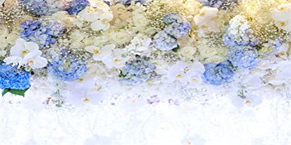 AOFOTO 20x10ft Beautiful White Blue Flowers Background for Wedding Photography Ladies Tea Party Girls Portrait Lovers Annivery Floral Backdrop Valentine Kids Adults Woman Mom Photo Studio Props - size: 20x10ft