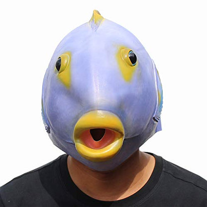 CreepyParty Tropical Fish Mask - Animal Halloween Costume for Parties, Cosplay, Photo Booth Props, and Pranks - Funny Gag Gift for Adults