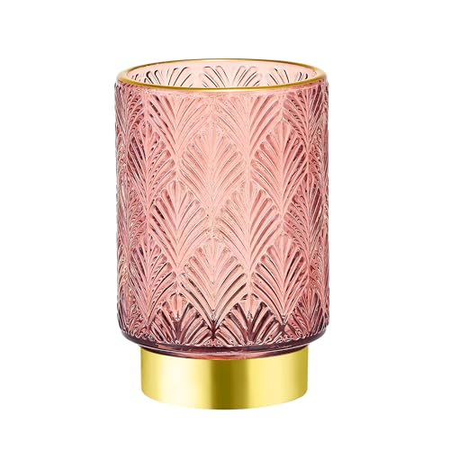 Makeup Brush Holder Organizer,Toothbrush Holders,Desk Pen Pencil Holder,Multifunctional Vintage Glass Brush Cup（A42-4-US） - color: Red