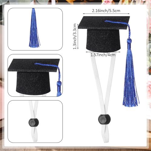 Eccliy 2 Pcs Pet Graduation Caps Mini Bachelor Hats with Tassel for Small Animal Guinea Pigs Hedgehog Bird Turtles Hamster Photo Props Graduation Holiday Festival Party Accessory(Blue) - color: Blue