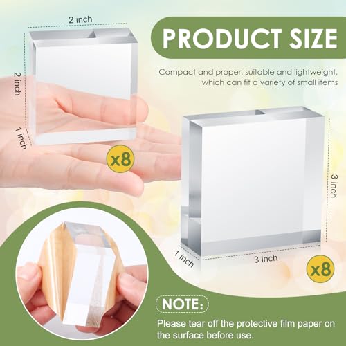 Remerry 16 Pcs Clear Acrylic Blocks Square Display Block Clear Polished Cube Acrylic Jewelry Display Stand Ring Showcase Holder Base(2 x 2 x 1 Inch, 3 x 3 x 1 Inch) - size: 2 x 2 x 1 Inch, 3 x 3 x 1 Inch