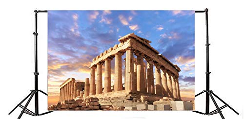 AOFOTO 8x6ft Acropolis of Athens Backdrop Parthenon Temple Photography Background Ancient Column Stone Pillar Greek Trip Photo Studio Props Artistic Portrait Greece History Building Culture Wallpaper - size: 8x6ft