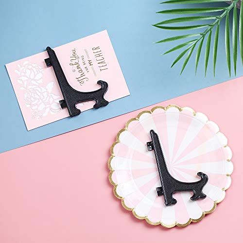 Artliving 5 Inch Black 12pcs/Set Plastic Easels Plate Display Stands Picture Frame Stand Holder - color: Black, size: 5 Inch (12 Pack)