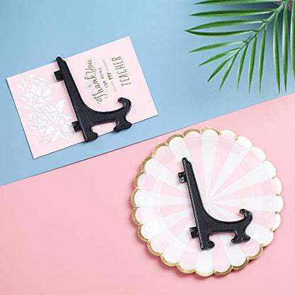 Artliving 5 Inch Black 12pcs/Set Plastic Easels Plate Display Stands Picture Frame Stand Holder - color: Black, size: 5 Inch (12 Pack)