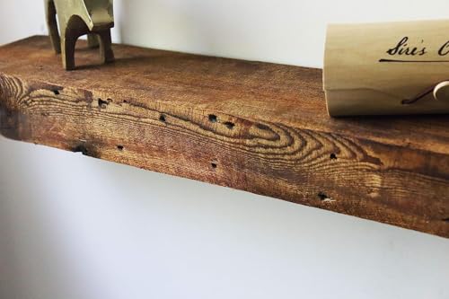 Modern Timber Craft Reclaimed Wood Floating Wall Shelf | Solid Rustic American Barnwood with Floating Shelf Brackets | 2.75" Thickness | 30" L x 10" D, Rustic Original - Oiled - color: Rustic Original - Oiled, size: 30" L x 10" D x 2.75" H