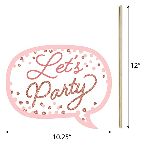 Big Dot of Happiness Pink Rose Gold Birthday - Happy Birthday Party Photo Booth Props Kit - 20 Count