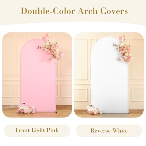 Pink and White Arch Cover 6ft Spandex Baby Shower Arch Backdrop Cover for Girls Birthday Party Bridal Shower Wedding Balloon Arch Stand Cover Gender Reveal Photo Arch Covers Stretchy Backdrop - color: White Pink, size: 6FT