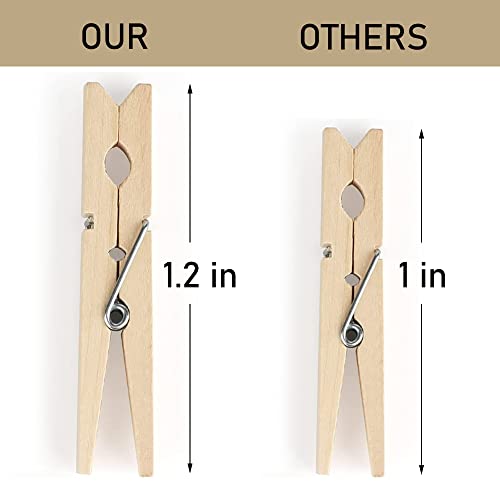 Mini Clothes Pins, 260 PCS Small Wooden Clothes Pin with Jute Twine, Clothespins, Clothes Pins for Photos Crafts DIY Project - color: Wooden, size: 1.2inch/260Pcs