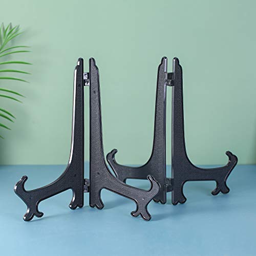 Artliving (4 Pack) 12 Inch Plastic Display Stand, Black Easel Display Photo Holder Stand, Displays Picture Frames, Cookbooks, Tablets and Art - color: Black, size: 12 inch (4 pack)