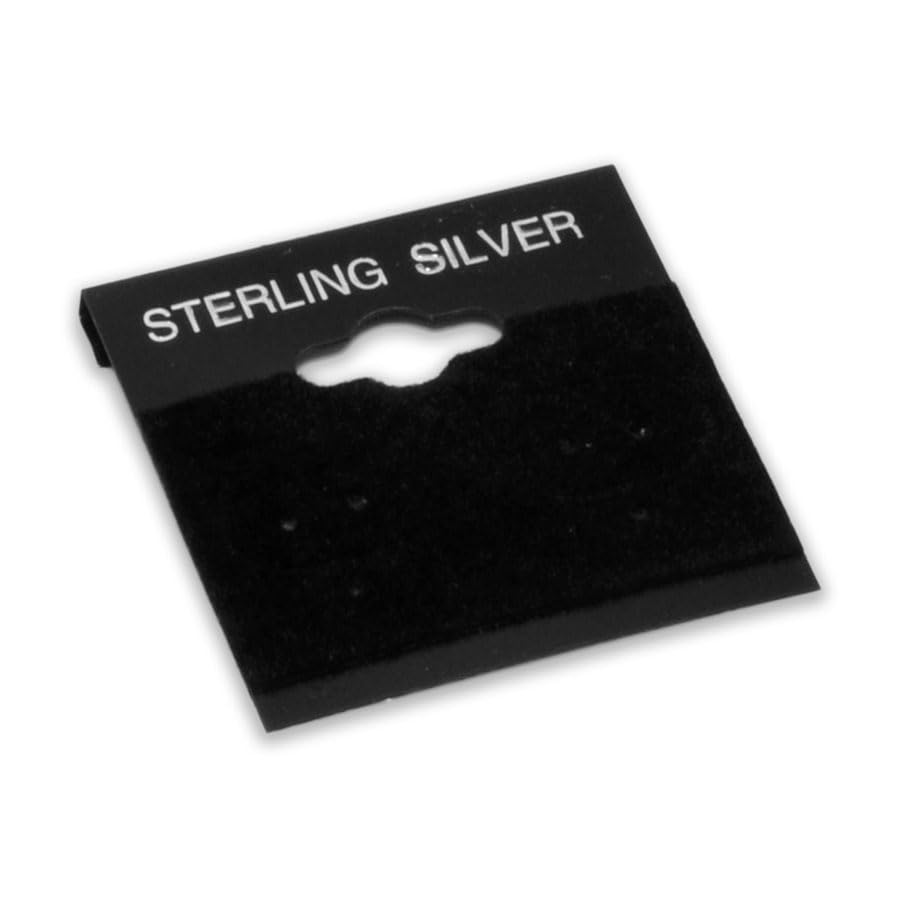 The Display Guys 100-pc Earring Cards for Selling - Jewelry Hanging Earring Display Cards, Earring Holder Cards (Black Flocked Velvet w/Sterling Silver Label, 1.5 x 1.5) Fit 3 Pairs - color: Black Velvet Sterling Label, size: 1.5" X 1.5"