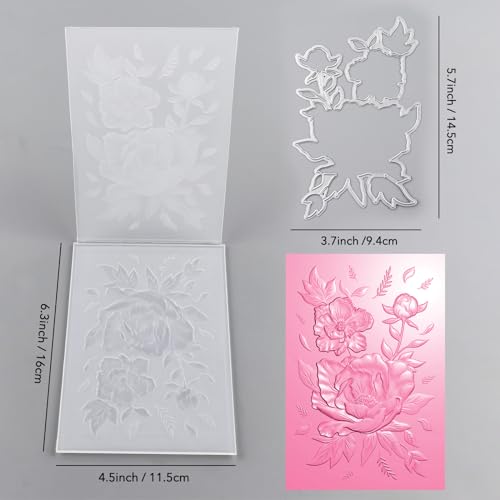 BAOFALI 3D Embossing Folder and Metal Die Set for Card Making,Embossing Template Paper Card Embossing Stencil for DIY Scrapbooking Photo Album Card Paper Craft Decoration 6.3" L x 4.5" W.(16x11.5cm) - color: Flowers