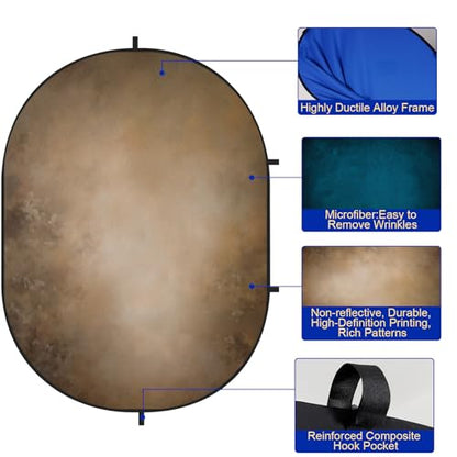 Kate Collapsible Backdrop Brown Blue Pop Up Background Portable for Headshot and Portrait Photography, Video, 5x6.5ft - color: CB06