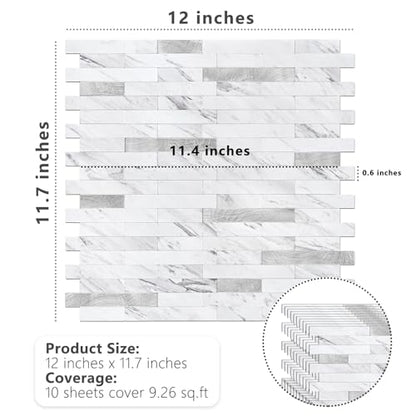 STICKGOO Peel and Stick Backsplash Tile, Stick on Backsplash for Kitchen and Bathroom, Volakas White Look PVC Mixed Metal Silver Self Adhesive Wall Tiles(Sample) - color: Volakas White with Metal Silver
