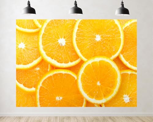 Trykid 8x6ft Fresh Orange Slices Backdrop Bright Citrus Fruit Photography Background Summer Food Blog Party Decoration Tapestry Photo Booth Prop Fabric - size: 8x6ft
