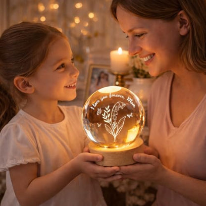 Noni Personalized Grandma's Garden Crystal Ball LED Night Light, Custom Birth Month Flowers, Heartfelt Gift for Grandma, Mom, Mother's Day Style 02 - color: Style 02