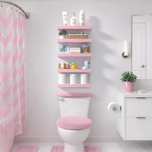 Sorbus Floating Shelves for Wall – 16 Inch Floating Shelf for Kitchen, Bedroom, Living Room, Bathroom, Home & Wall Decor - Mounted Bathroom Shelves with Invisible Brackets (Soft Pink, 2 Pack) - color: Soft Pink, size: 2 Pack
