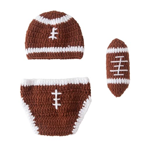 Jastore Baby Photography Props Football Cap Newborn Boy Girl Photo Shoot Outfits Crochet Costume Infant Knitted Hat Sets