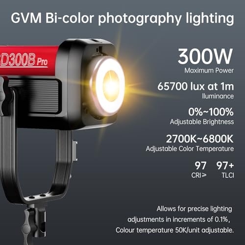 GVM 300W Photography Lighting Bi-Color Video Light with Bowens Mount Lantern Softbox and Stand CRI 97+ CCT 2700K~6800K 12 Lighting Scenes App Control Studio Lights for Photography - color: softbox