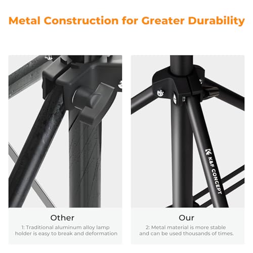 K&F CONCEPT Light Stand for Photography, 6.5ft/2M Portable Extendable Photo Video Tripod Stand, Lighting Tripod with 1/4" Screw for Lighting/Strobe Light/Webcams/Cameras/Softbox, with Storage Bag - size: 2.0M