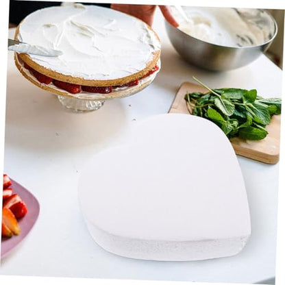 OSALADI Heart Shaped Foam Cake Model 10 Inch Baking Practicing Tool White Foam Bakery Cake Decorating Prop for Wedding Party Photography
