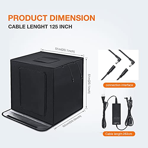 Yesker Photo Light Box, 20x20x20 inch Portable Lighting Tent Kit Brightness Adjustable Studio Photography Booth with 98 Large LED Lights CRI95+ with 4 Background for Large Items Shooting - size: 20x20x20 inch