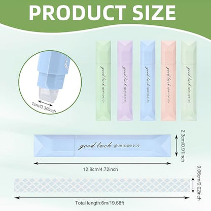 Double Sided Tape Roller Pen 5 Pack Craft Adhesive Glue Runner Supplies for Scrapbooking, Junk Journal, Gift Wrapping, Photo Mounting, School Office & Crafts