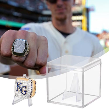 Championship Ring Display Case Clear Acrylic Ring Case Display Box for Sports Baseball Basketball Softball Football Single Ring Holder Coin Stand, 2.16 Inch - size: 1 Pack