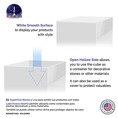 2 Pack Acrylic Display Riser Boxes 3 Piece White Retail Product Riser No Lid with Hollow Bottom 4", 5", 6" High Nesting Bins One Open Side Merchandise Storage Box by Marketing Holders - size: Set of 3 White