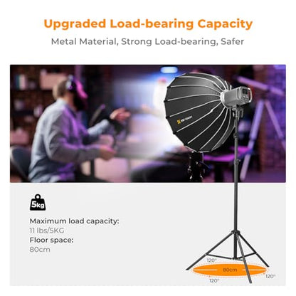 K&F CONCEPT Light Stand for Photography, 7.5ft/2.3M Portable Extendable Photo Video Tripod Stand, Lighting Tripod with 1/4" Screw for Lighting/Strobe Light/Webcams/Cameras/Softbox, with Storage Bag - size: 2.3M