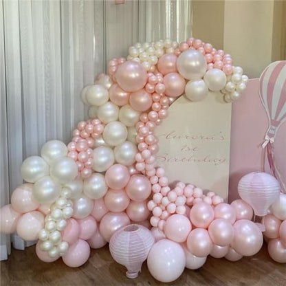 Pearl Pink Double Stuffed Balloons Different Size 115Pcs 5/10/12/18 Inch Pearl Light Pink Balloons Garland kit for Birde to be Wedding Engagement Bridal Shower Birthday Baby Shower Party - color: Pearl Light Pink