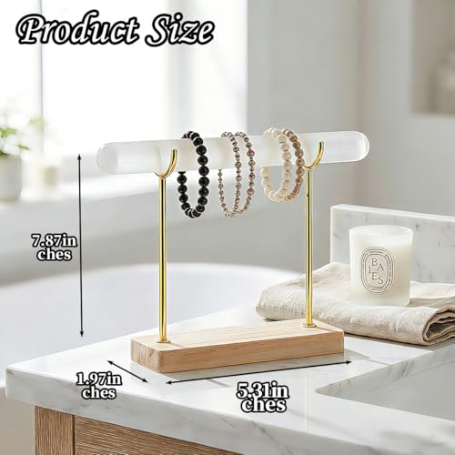 2 Pcs Plaster Bracelet Display Stand Crystal Bracelet and Bangle Display Stand Bracelet Purification Storage Rack with Wooden Base Detachable Jewelry Storage Roll for Offices,Bedrooms,Dressing Rooms