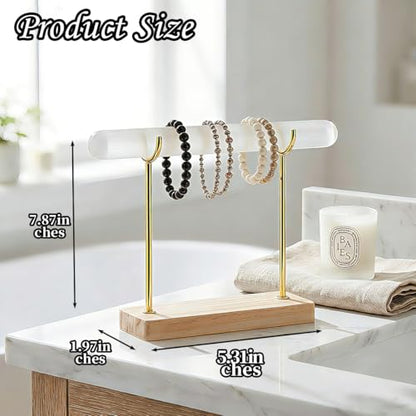2 Pcs Plaster Bracelet Display Stand Crystal Bracelet and Bangle Display Stand Bracelet Purification Storage Rack with Wooden Base Detachable Jewelry Storage Roll for Offices,Bedrooms,Dressing Rooms