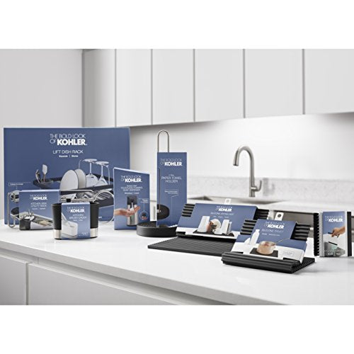 Kohler K-6379-0 Kitchen Sink Squeegee and Countertop Brush, Multi-Purpose, Cleans Wet and Dry Spills, Dishwasher Safe, White