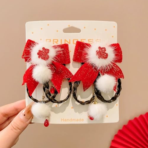 New Year Hair Clips Headdress Costume Photo Props Red Chinoiserie Hair Barrettes Chinese Hairpins for Party Spring Festival - color: style2, size: 1 Count (Pack of 1)