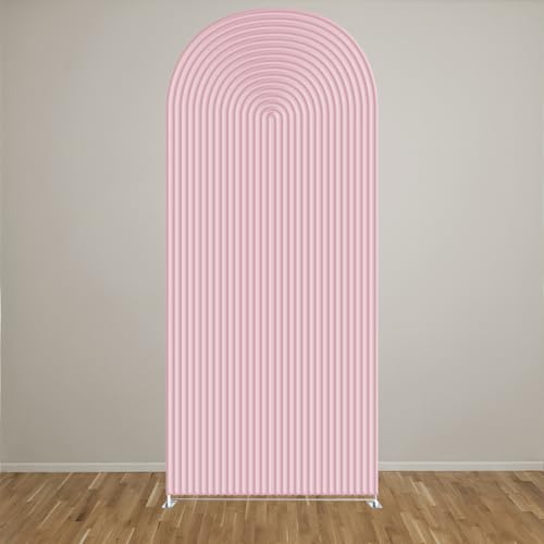 2D Printed Ripples Party Arch Covers Arched Backdrop Cover Stretchy Cover for Party Decoration Round Top Frame Spandex Cover (Pink Cover456,5x2.2ft) - color: Pink Cover456, size: 5x2.2ft