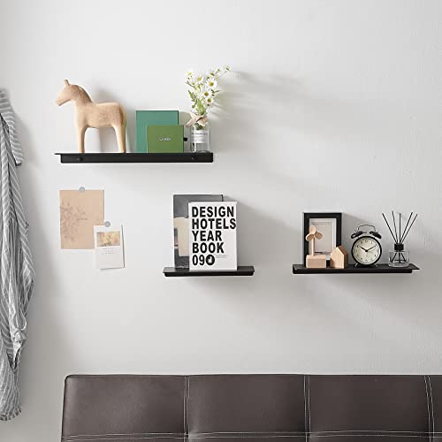 JOOM 2 PCS Small Floating Shelf, 12'' Metal Wall Shelf, Black, Bathroom, Durable, Waterproof, 5.0lbs Weight Capacity - color: Black, size: 12 Inch-Two Pack