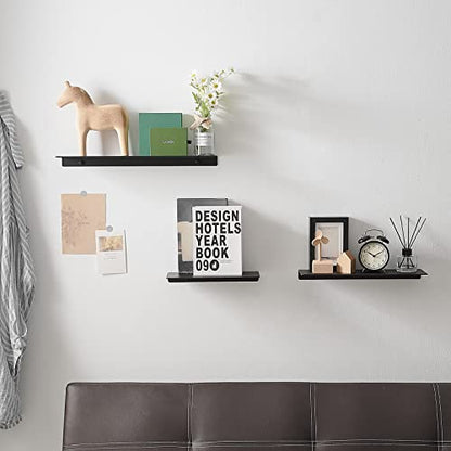 JOOM 2 PCS Small Floating Shelf, 12'' Metal Wall Shelf, Black, Bathroom, Durable, Waterproof, 5.0lbs Weight Capacity - color: Black, size: 12 Inch-Two Pack