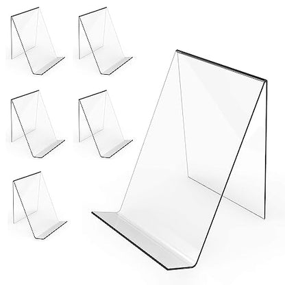 Boloyo Acrylic Book Stand Without Ledge,6 Inch 6PC Clear Acrylic Display Easel Transparent Display Stand Holder Tablet Holder for Displaying Pictures,Books,Artworks, CDs - size: 6PC