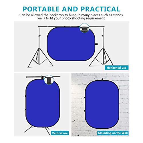 NEEWER Chromakey Backdrops, Double-Sided Blue and Grey Screen, 2 in 1 Foldable and Reversible Background for Photography, Gaming and Live Streaming, 5 x 6.6 inches/1.5 m x 2 m (Blue/Grey) - color: Blue/Gray