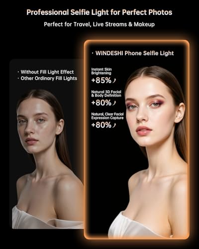 Portable Selfie Light for iPhone: Rechargeable Phone Fill Lights, Ring Light for Camera Picture, Makeup Photo, Video Conferences, Laptop Use, Zoom Meetings, TikTok, Vlog Photography - color: WHITE