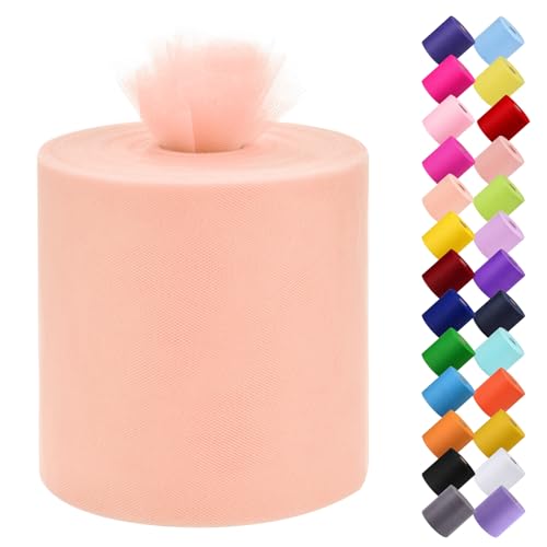 Tulle Fabric Roll, 6” by 200 Yards (600FT) Tulle Organza Fabric Spool for DIY Tutu Skirt Baby Shower Decor Wedding Backdrop Crafts Birthday Party Supplies(New-Champagne) - color: Champagne-new