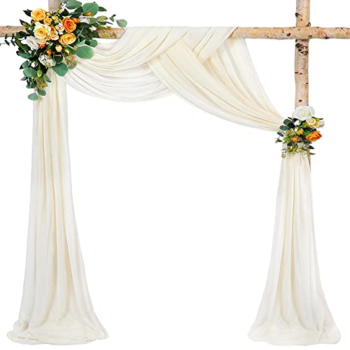 MoKoHouse Beige Sheer Curtain Wedding Decorations: Chiffon Arch Draping Fabric 1 Panel Ceremony Backdrop 6 Yards Birthday Baby Shower Wall Decor - color: Ivory, size: 6 Yards 1 Panel