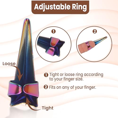 Pro Hair Parting & Sectioning Rings-Stainless Steel Finger Braiding Pick Tool for Precise Hair Styling and Extension Installations (1 PC Rainbow) - color: 1 PC Rainbow