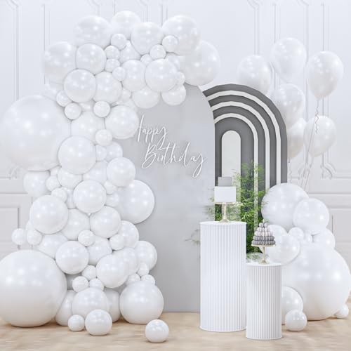 PartyWoo Pearl White Balloons 85pcs Different Sizes Pack of 18 12 10 5 Inch Metallic White Latex Balloon Arch Kit Garland for Wedding Graduation Baby Shower Birthday Party Decorations White-Z30 - color: Pearl White-z30