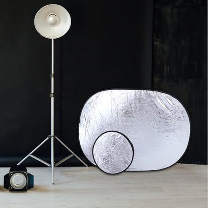 DOITOOL 2pcs Foldable Light Reflector Photography Soft Diffuser Board, Portable Collapsible Silver White Lighting Reflective Panel for Studio and Outdoor Photo Shoots