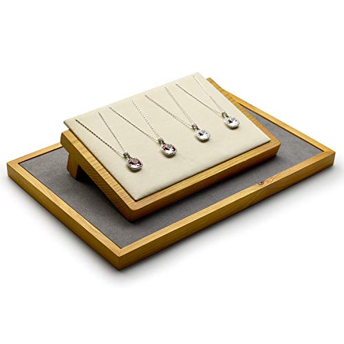 Solid Wood Display Stand Necklace Pendant Organizer Jewelry Display Props Tray WSM (WSM02701) - color: WSM02701