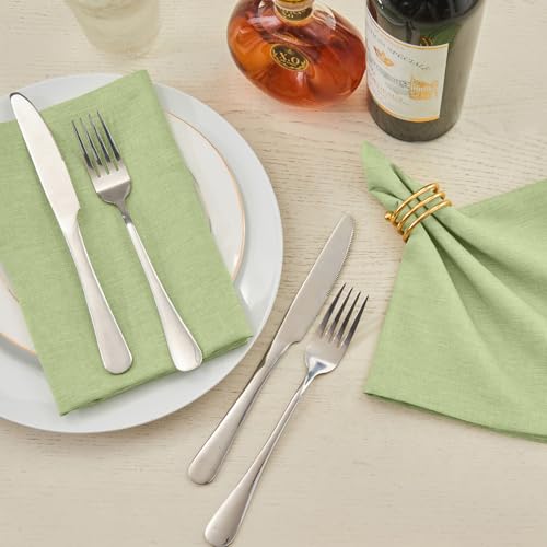 Cloth Napkin Set of 8 Square Washable Reusable Linen Fabric Polyester for Kitchen Dinner Dining Restaurants Wedding Party Banquet Table(Mint Green/17x17 Inch) - color: Mint Green